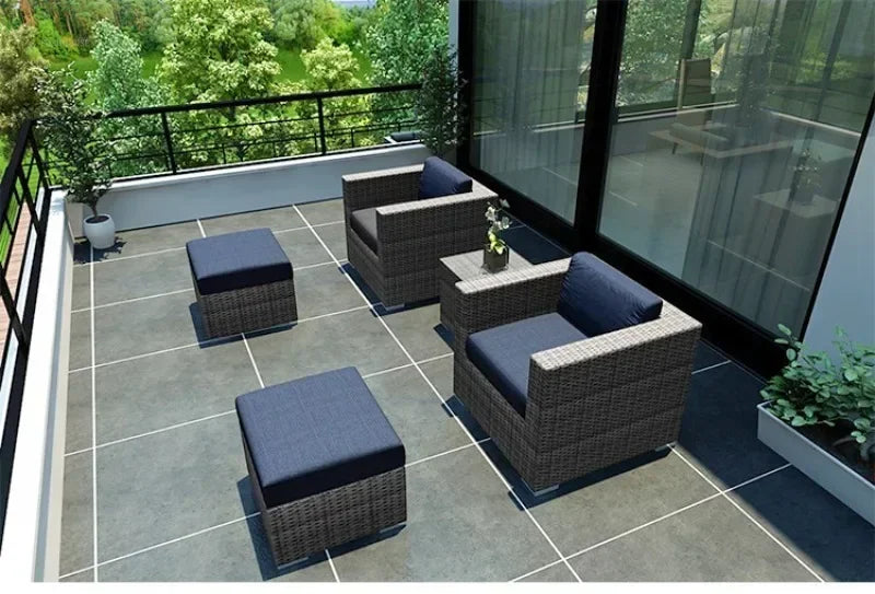 Luxury Terrace Courtyard Garden Furniture Outdoor Garden Sofa Combination Outdoor Waterproof Sun Protection Leisure Sofa Chair N