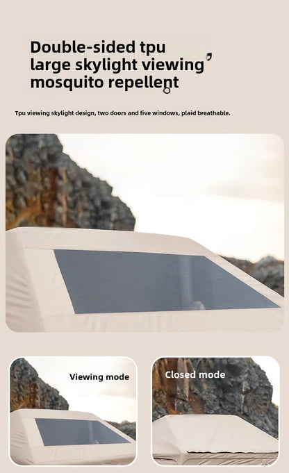 MOUNTAINHIKER 4-6 Person Outdoor Camping Manual Inflation Tent Anti-UV Shade Waterproof Air Tent Hiking Quick Open Beach Fishing