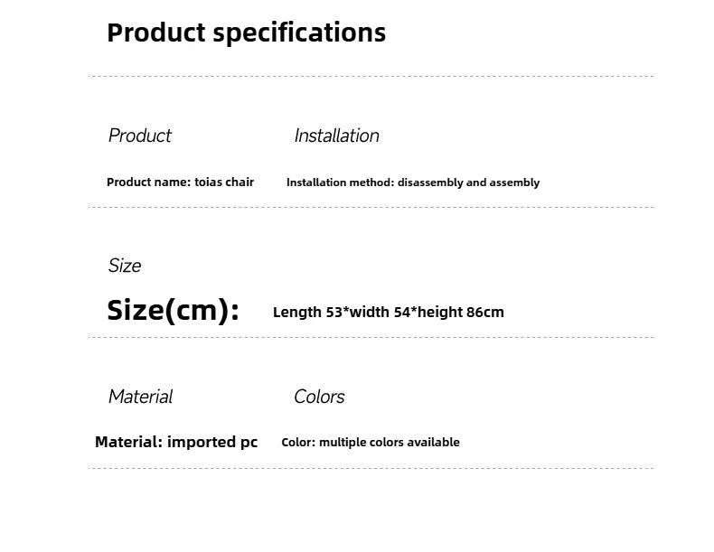 Transparent Acrylic Toyas Chair, Home Backrest Dining Chair, Nordic Minimalist Designer Desk, Coffee Shop Dining Table Chairs