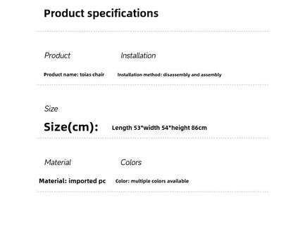 Transparent Acrylic Toyas Chair, Home Backrest Dining Chair, Nordic Minimalist Designer Desk, Coffee Shop Dining Table Chairs