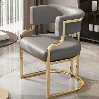 Luxury golden Dining Chairs wrought Iron Backrest Armchair Kitchen Modern Dining Room Furniture Home Bedroom Salon Makeup Chair