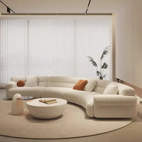 yA38 Minimalist new fan-shaped large flat-layer curved sofa custom left and right concubine lamb wool