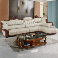 European leather sofa first floor living room villa luxury ebony small apartment