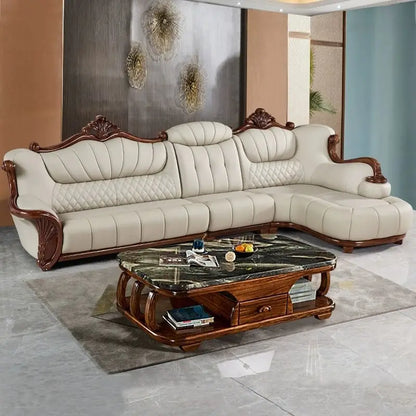 European leather sofa first floor living room villa luxury ebony small apartment