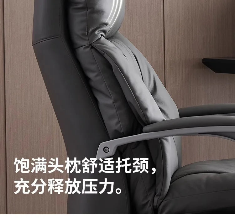 AOLIVIYA Top Layer Cowhide Electric Executive Chair for Home Office Comfortable Computer Swivel Chair Business President Reclini