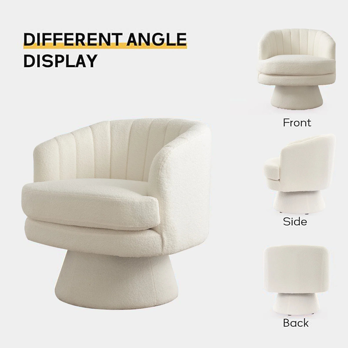 Swivel Accent Chair with Armrest, Modern 360 Degree Swivel Barrel Chair with Curve Back for Living Room,Bedroom,Waiting Room