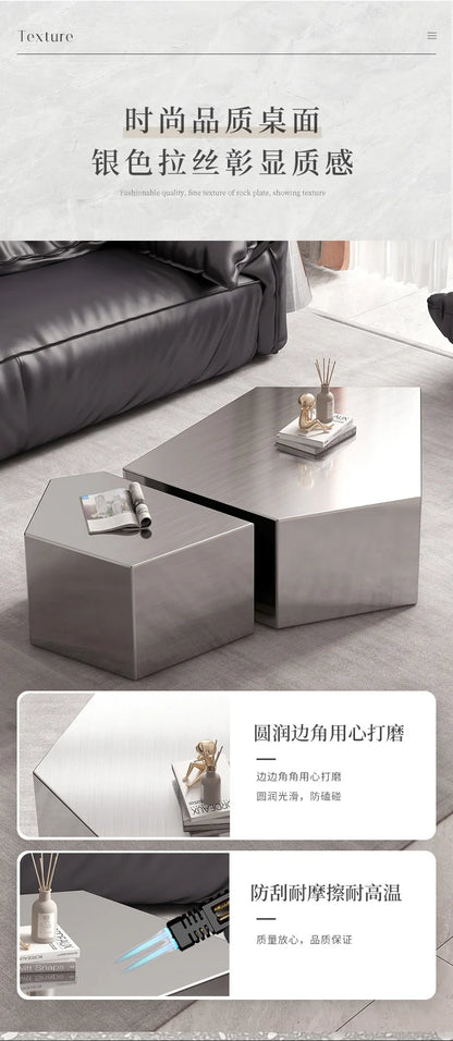 Stainless Steel Coffee Table Light Luxury Modern Simple Coffee Table Fashionable Creative Living Room Furniture Quemo YS40CC