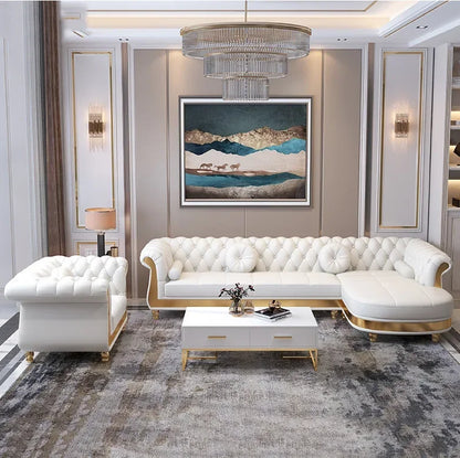 for Luxury corner reclining sofa living room comfy leather couch chesterfield sofa set furniture