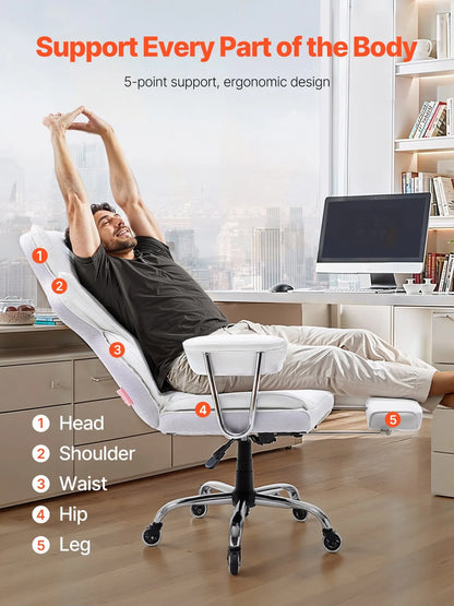Uimoso Executive Office Chair Reclining Office Chair with Footrest 90-120°