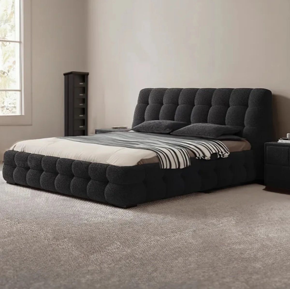 Luxury Modern Bedroom Furniture Storage Multifunctional Leather Fabric king Size Wood Beds