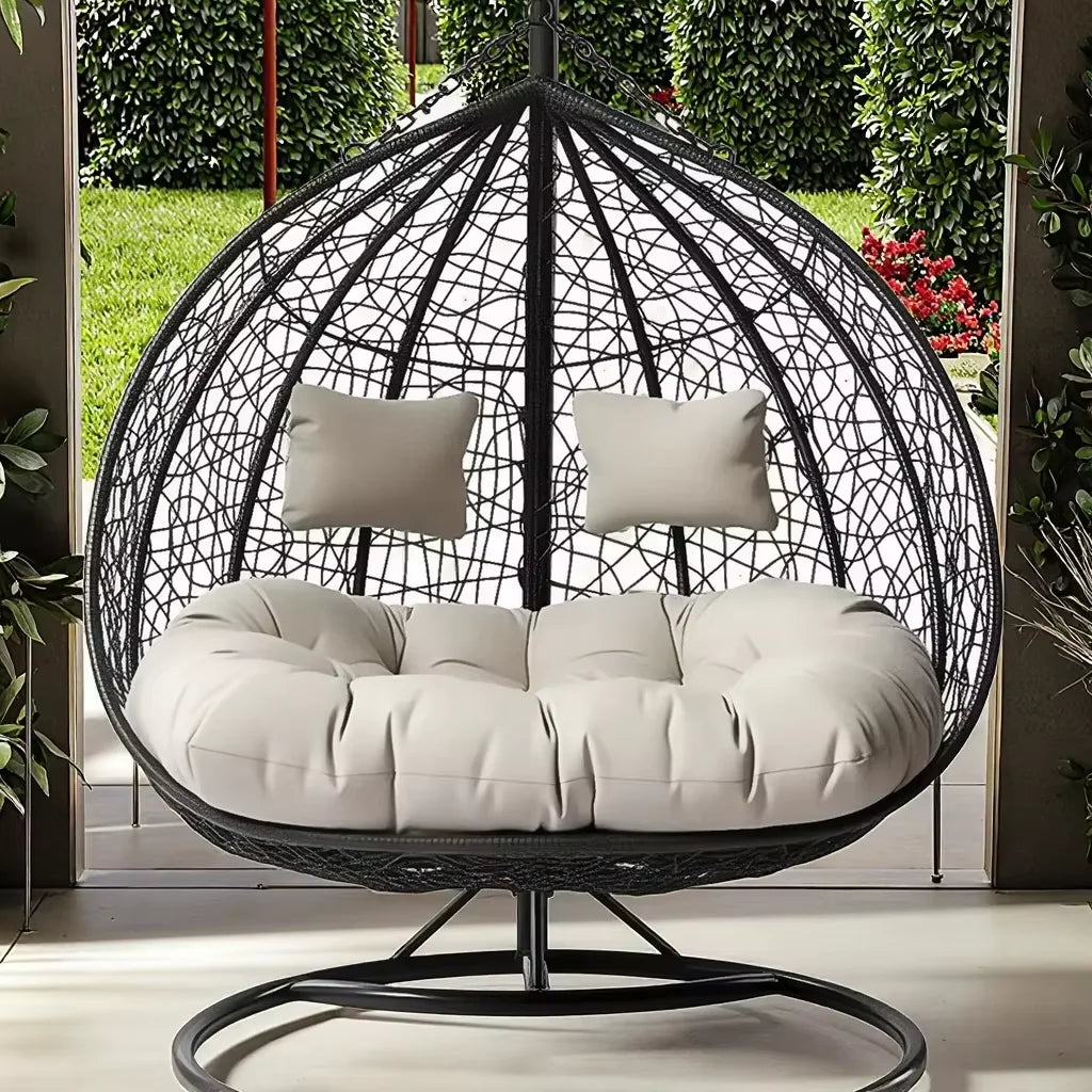 Modern Style Rattan Hanging Patio Metal Stand Swing Chair Hot Sale Furniture for Bedroom Indoor & Outdoor Use Furniture