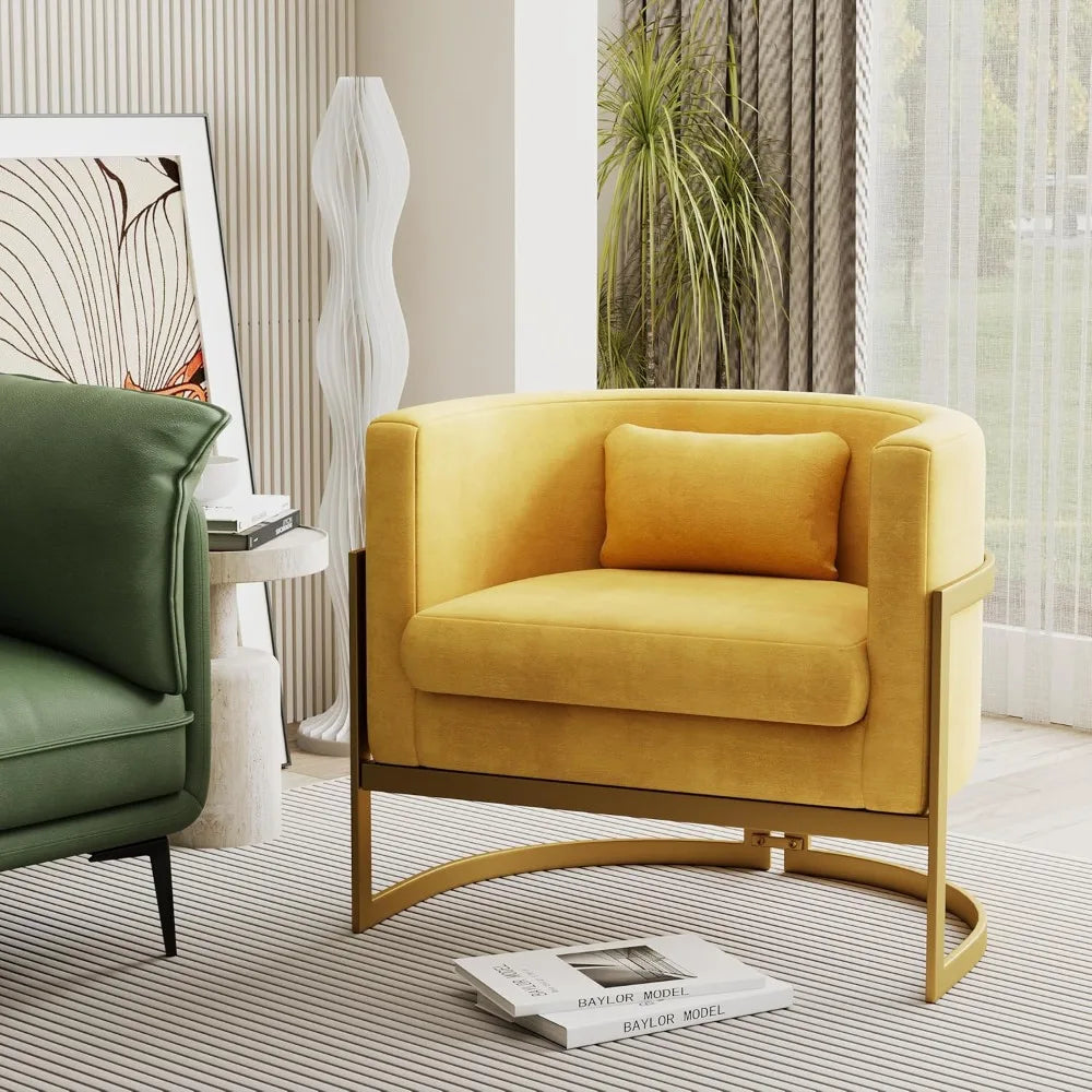 velvet upholstered barrel-back accent chair for modern living rooms, mid-century inspired lounge sofa, tub-style club side chair