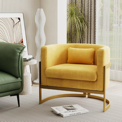 velvet upholstered barrel-back accent chair for modern living rooms, mid-century inspired lounge sofa, tub-style club side chair