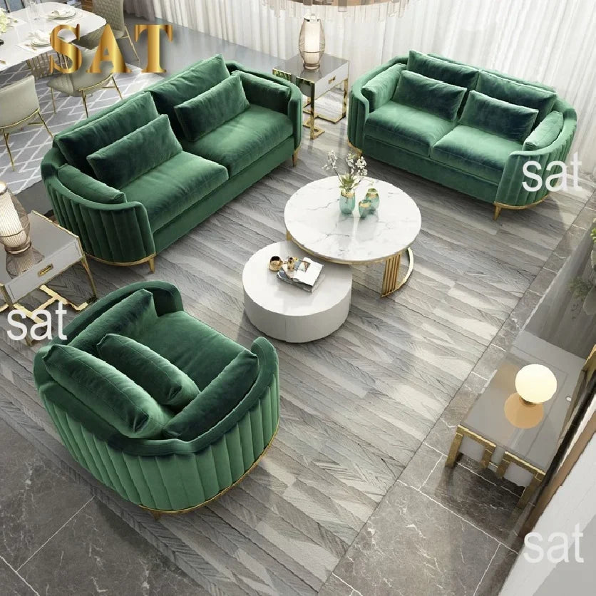 Dubai Luxury Fabric Sofa Set Living Room Couch Furniture Curved Home Sofa Set 1+2+3