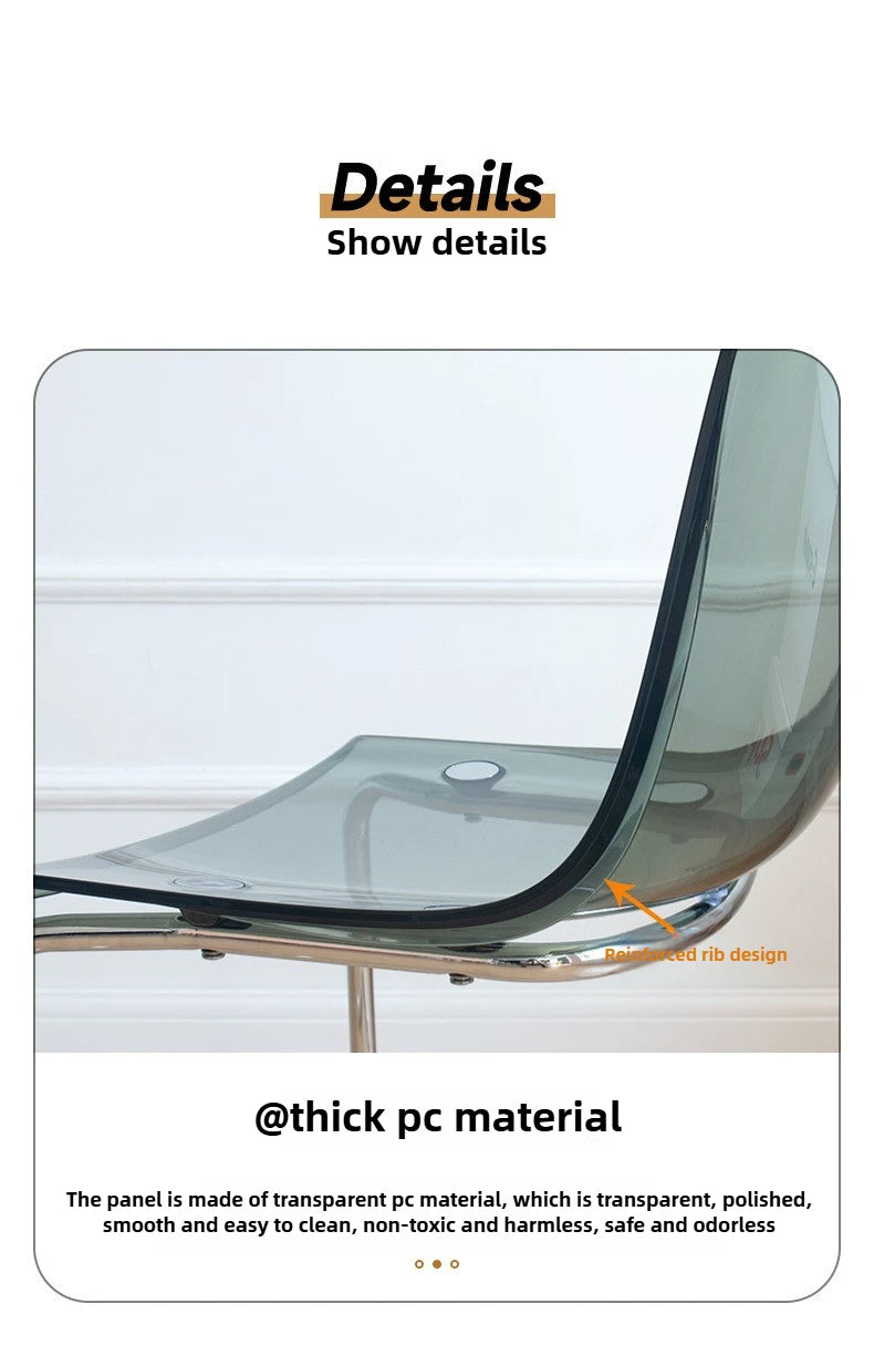 Transparent Acrylic Toyas Chair, Home Backrest Dining Chair, Nordic Minimalist Designer Desk, Coffee Shop Dining Table Chairs