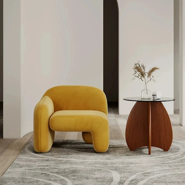 Luxury living room furniture Comfortable modern velvet cream lamb chair
