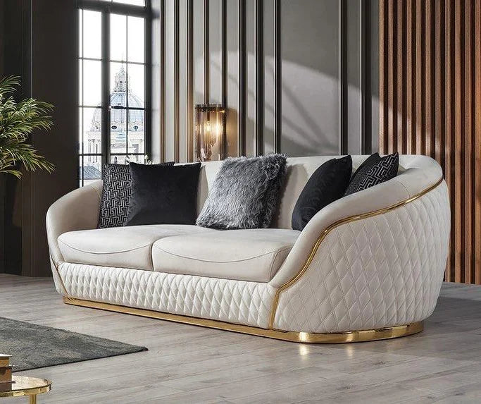 High Quality Luxury 2-3 Seater Stainless Steel Lounge Sofa Velvet Upholster Couch for Home & Hotel Home Furniture Set