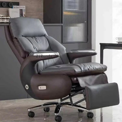 Electric boss chair leather office high-end reclining computer chair home nap multi-functional luxury chair