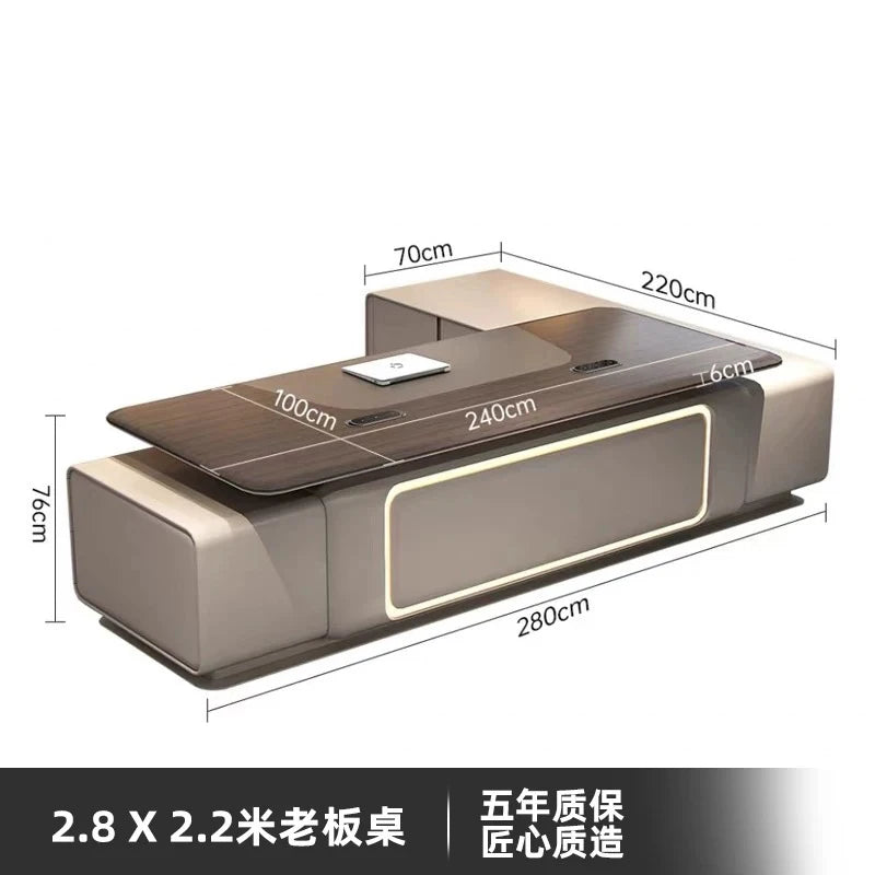 Elegant Light Luxury office desk Modern large high-end design executive desk Minimalist interior escritorio oficina furniture