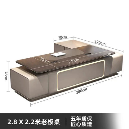 Elegant Light Luxury office desk Modern large high-end design executive desk Minimalist interior escritorio oficina furniture