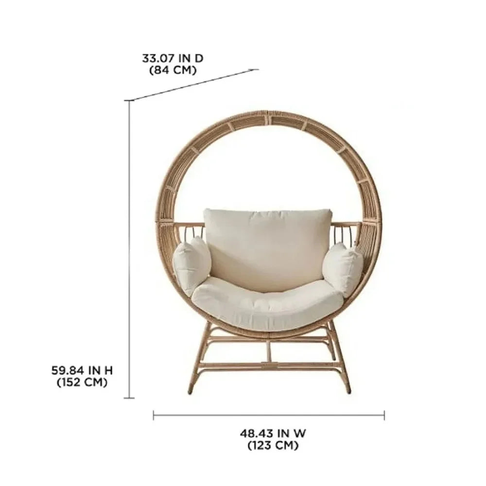 2024 New  Bellamy Round Wicker Outdoor Egg Chair, Beige