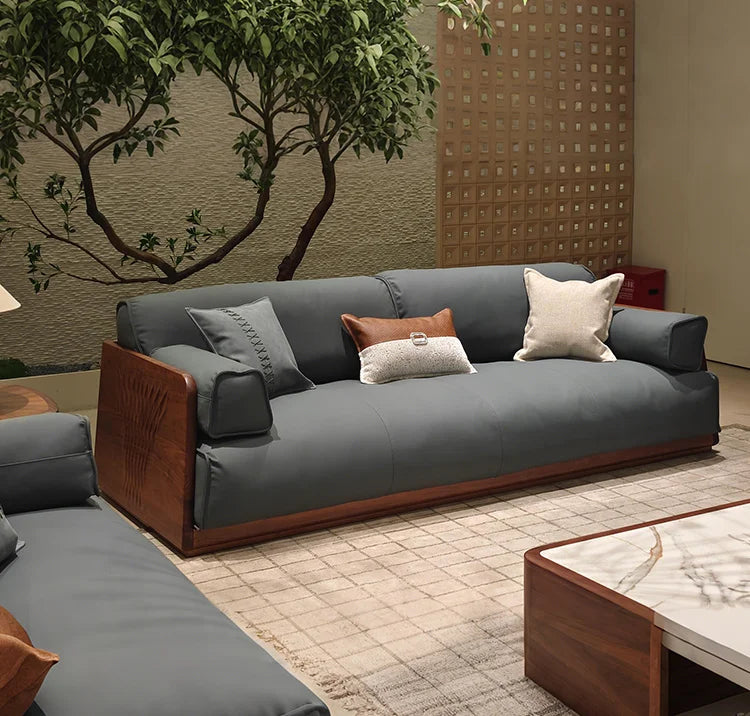 Light luxury sofa living room high-end walnut
