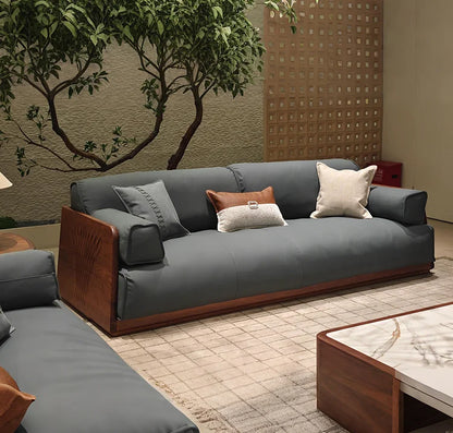 Light luxury sofa living room high-end walnut