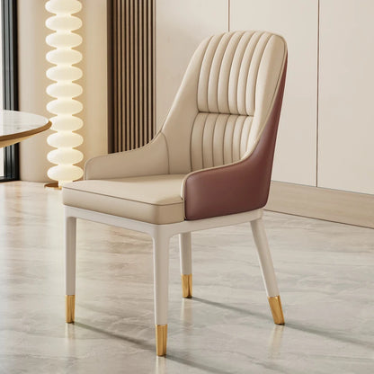 Modern Faux Dining Chairs Kitchen Metal Leather Nordic Home Dining Chairs Luxury European Chaises Salle Manger Furnitures