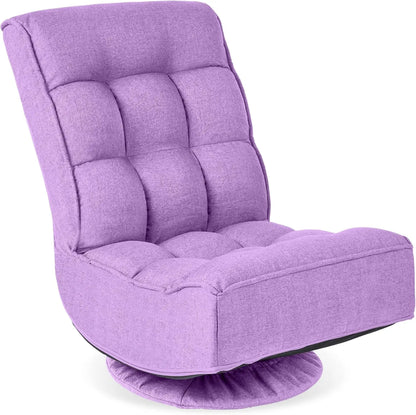 Reclining Folding Floor Gaming Chair for Home,Office,Lounging,Reading w/360-Degree Swivel,4 Adjustable Positions,Tufted Cushions