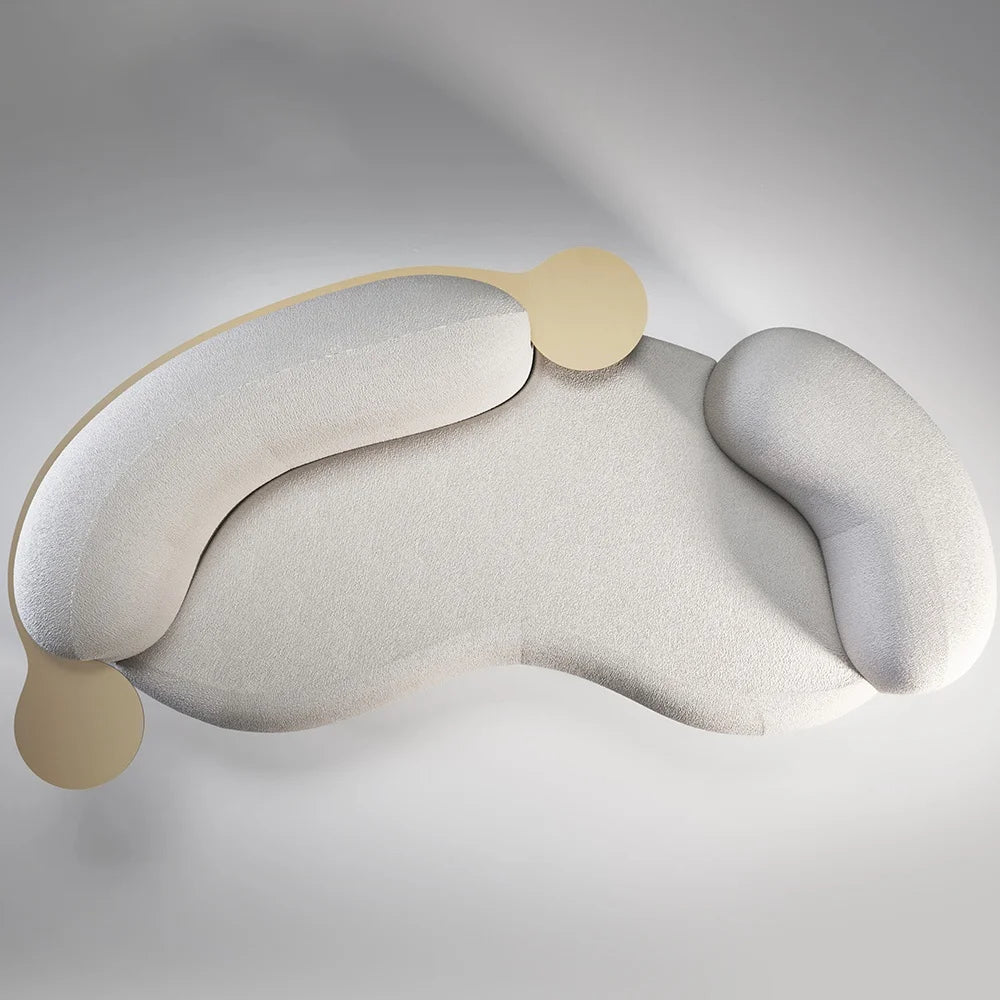 Wholesale Living Room Furniture Sofas Set Reception Room Boucle Fabric Curved Sofa for Home