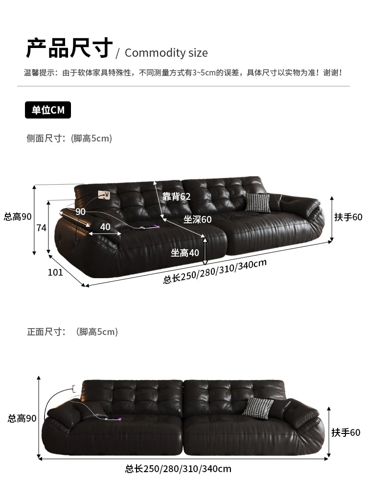 Leather sofa, Italian retro style small apartment, antique style sofa