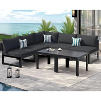 5 Person Luxury Aluminum Outdoor Sectional Sofa with Side Table, Large L Shaped Patio Furniture Set, 29" Deep Wide, Customized