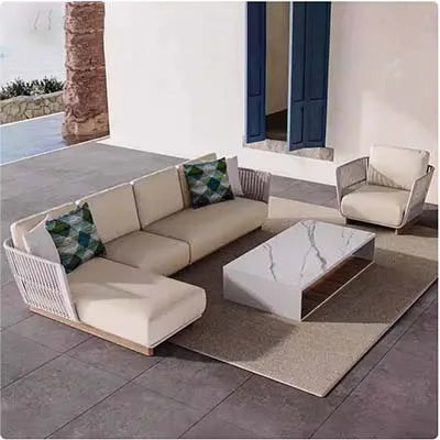 Outdoor leisure, outdoor balcony, outdoor sofa, courtyard, waterproof coffee table, rope woven furniture combination