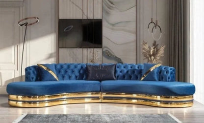 High Quality Luxury Living Room Gold Stainless Steel Sofa With Velvet Upholstered 2-3 Seat Couch for Home Living Room Hotel Use