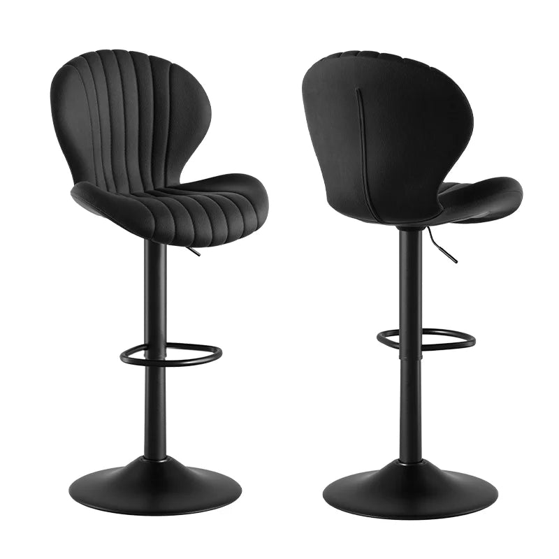 Chaise de bar 2 pièces, 360 °   Rotation, hauteur réglable, cuir artificiel rembourré avec dossier, adapté à la salle à manger