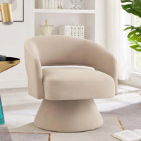Swivel Barrel Chair, Modern Upholstered Velvet Accent Chair with Open Backrest, Comfy Single Sofa Chair Armchair with 360 Degree