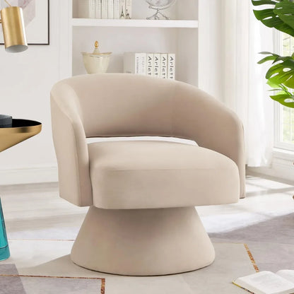 Swivel Barrel Chair, Modern Upholstered Velvet Accent Chair with Open Backrest, Comfy Single Sofa Chair Armchair with 360 Degree