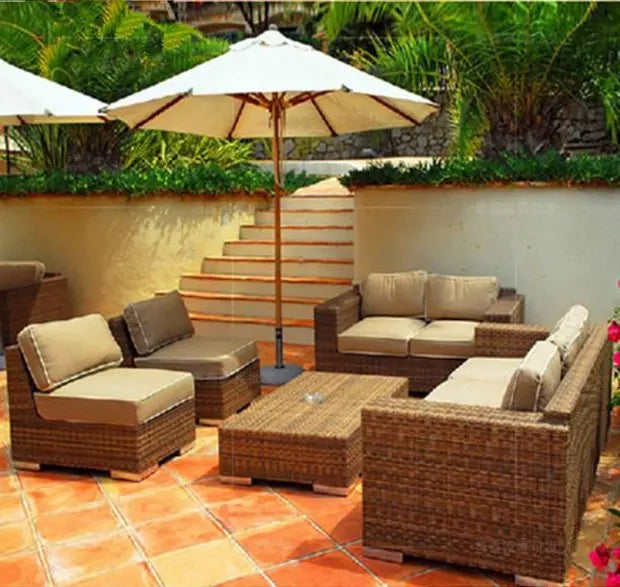 Outdoor Open-air Garden Sofas Hotel Backrest Modern Leisure Garden Sofas Balcony Pe Rattan Furniture Sofá Do Jardim MHHYSF
