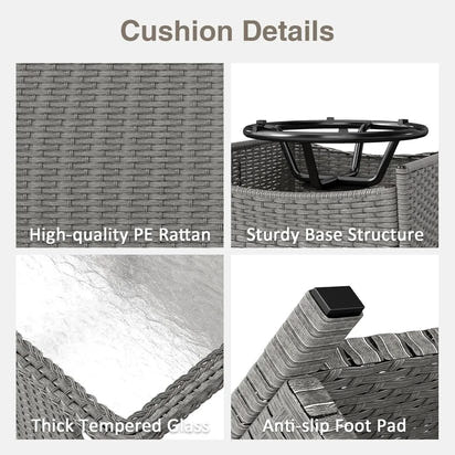 7 Pieces Rattan Sofa - Outdoor Furniture Patio Conversation Set with Swivel Rocking Chairs, Coffee Table & Ottomans for Backyar