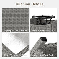 7 Pieces Rattan Sofa - Outdoor Furniture Patio Conversation Set with Swivel Rocking Chairs, Coffee Table & Ottomans for Backyar