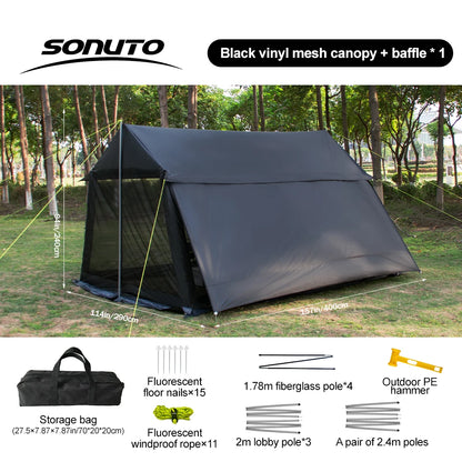 Large Camping Tent, 210D Waterproof Sun Protection, Portable Folding Anti-Mosquito Family Tent for Outdoor Beach Park