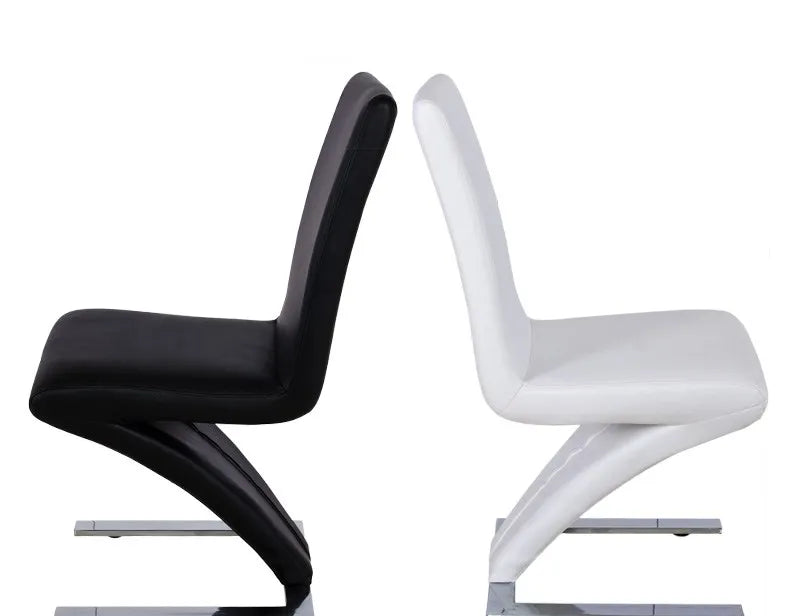 Modern minimalist Z-shaped PU leather metal dining chair, dining room chair