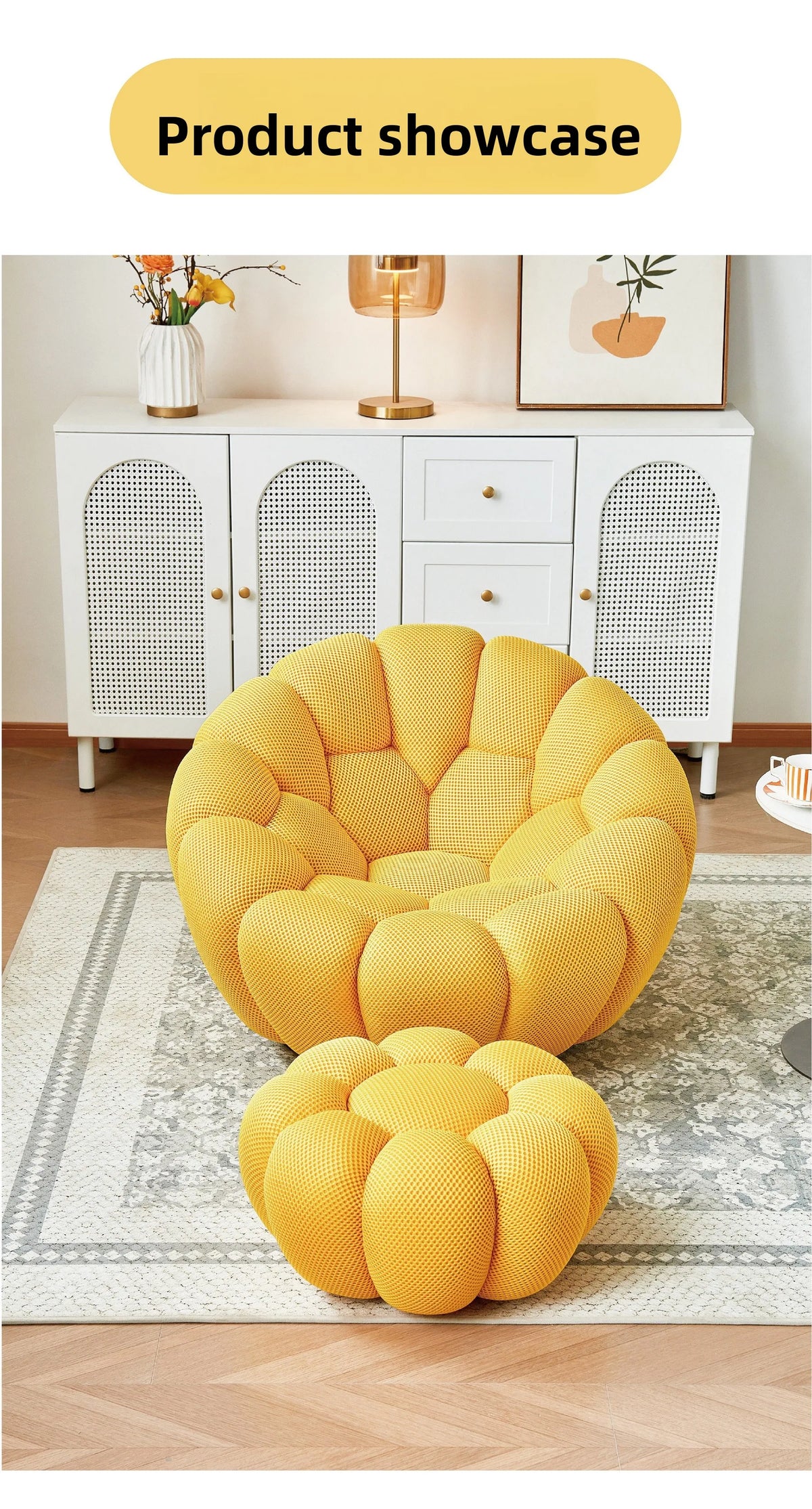 Modern Pumpkin Chair Luxury Bubble Sofa Single Lounge Seat Lazy Recliner for Bedroom Balcony Living Room Aesthetic Accent