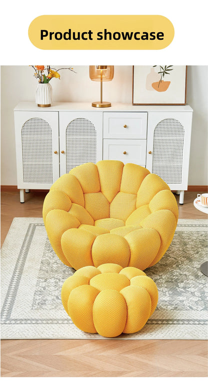 Modern Pumpkin Chair Luxury Bubble Sofa Single Lounge Seat Lazy Recliner for Bedroom Balcony Living Room Aesthetic Accent