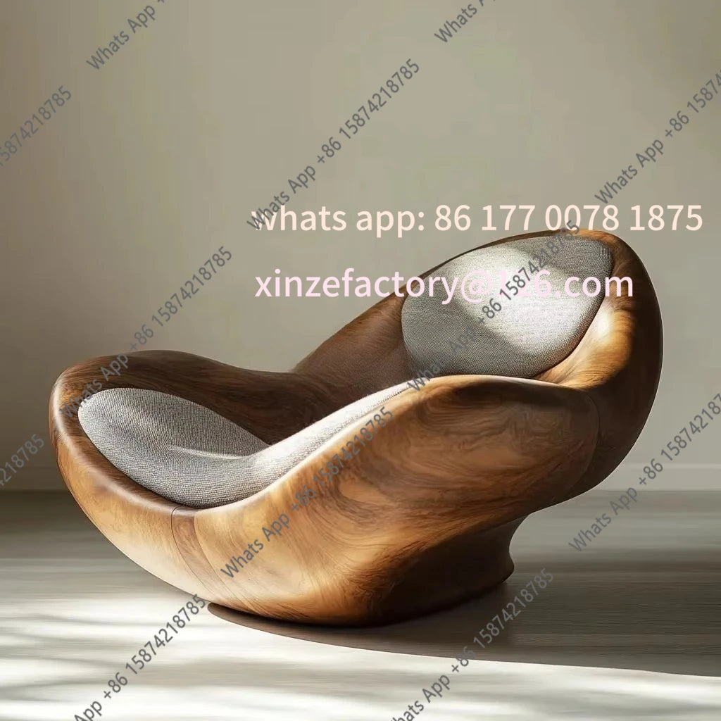 A Customizable Modern Unique Shaped Leisure Chair Minimalist Design Accent Chair Solid Wood Armchair For Home Hotel