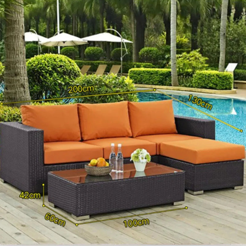 Imitation rattan sofa leisure courtyard garden sun room outdoor outdoor balcony corner waterproof