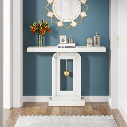 Tribesigns Modern Console Table, 40 Inches Narrow Sofa Entryway Table with Pendulum Shape Base, Contemporary Wood Accent Table