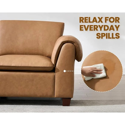 Modern Cloud Couch with Ottoman, 85 Inch Modular Sectional Sofa 3 Seat U Shaped with Waterfall Armrest Cushion Bac