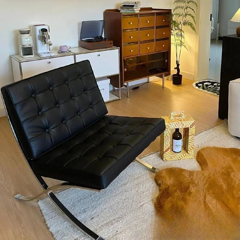 Single sofa, designer, Italian style, living room, leather, light luxury, leisure chair