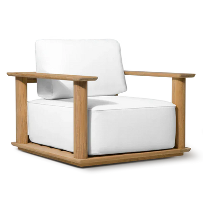 Custom Outside Furniture Deep Comfortable Seat Wide Armrest Solid Wooden Teak Garden Sofa Set